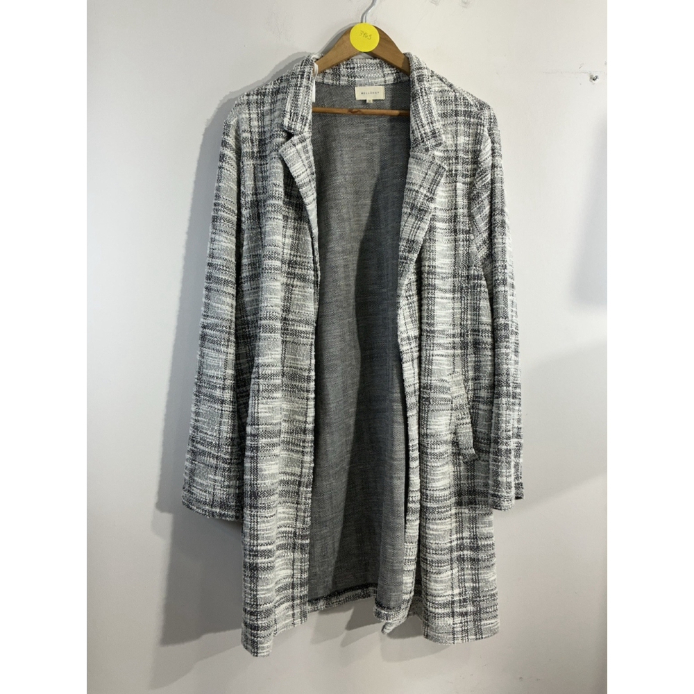 Womans Mellowday Size 3X White Black Open Front Cardigan Coat